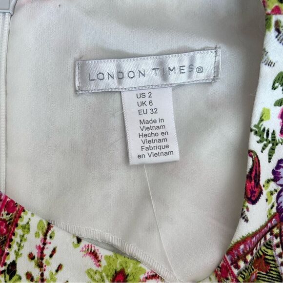 Women's London Times Floral Tile Patchwork Sleeveless Mini Shift Dress • 2 • NWT - Picture 10 of 11